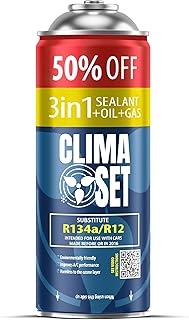 ClimaSet 3in1 R134a Kältemittel Ersatzgas - Kühlmittel Klima Auto mit Klima Dichtmittel und Öl - Gasflasche 1x235 g - Auto Klimaanlage Nachfüllset - Klimaanlage Wohnmobil - ECO