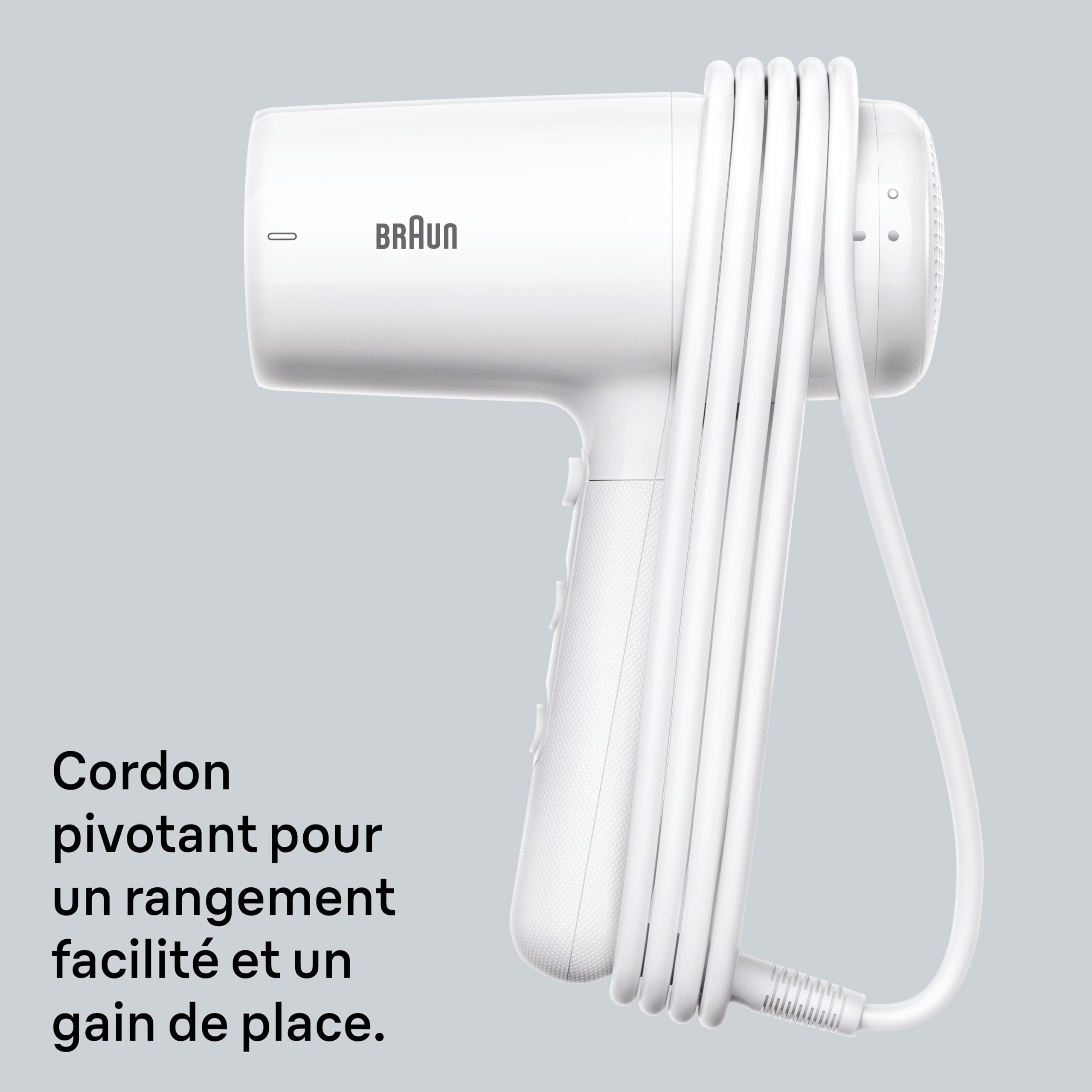 Sèche-Cheveux Braun HD2.21, Puissant avec Diffuseur et Concentrateur, Technologie IONTEC, Moteur 2200W avec 3 Réglages de Températures et 2 Vitesses, Finition Blanc Brillant, BRHD226