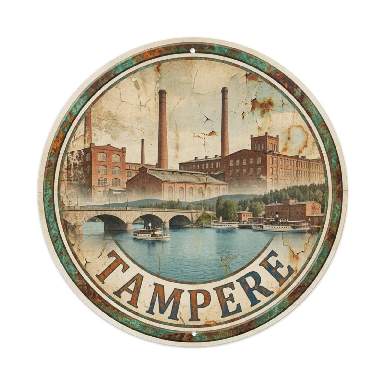 Retro Travel Finland Tampere Metal Tin Sign
