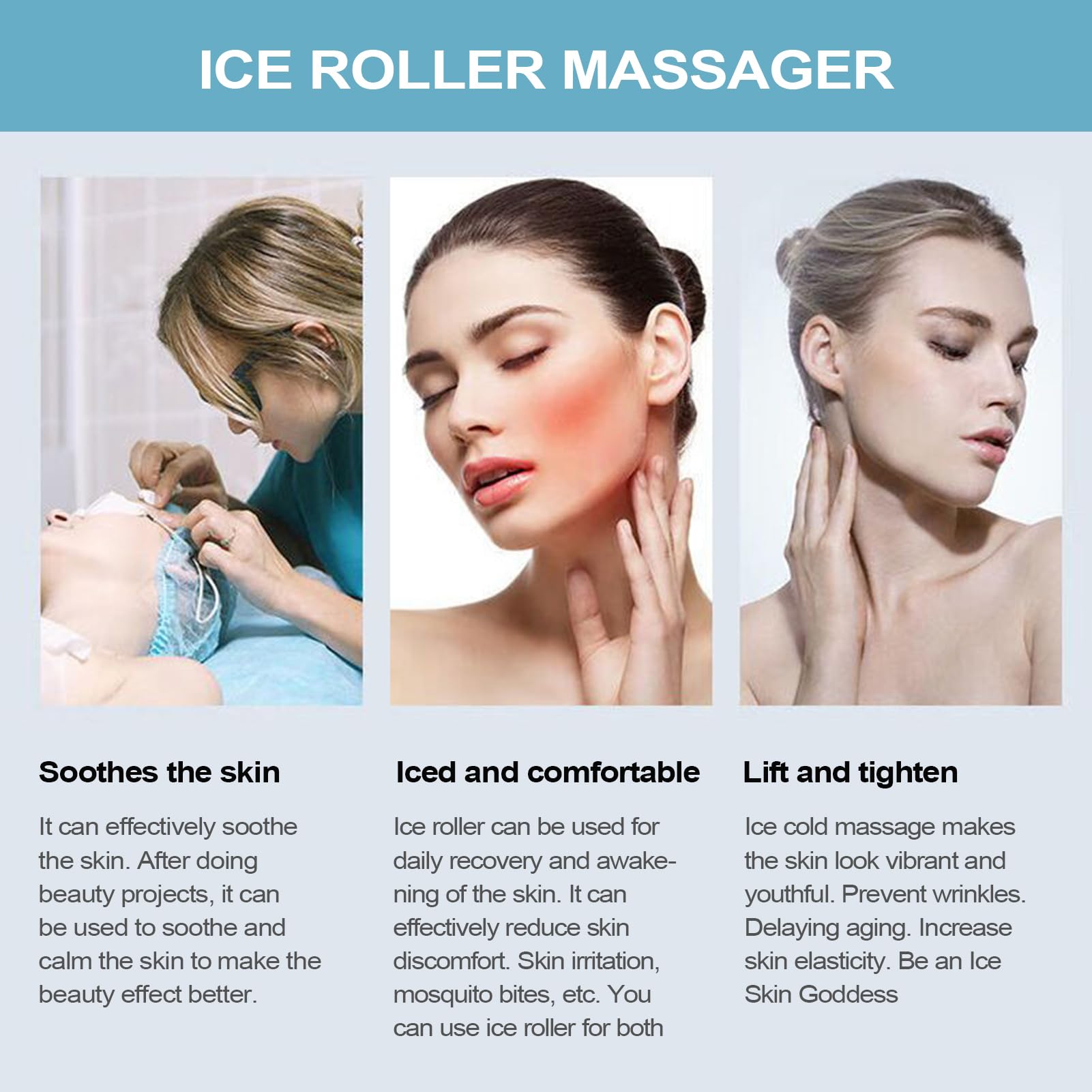 Ice Roller for Face – Masajeador facial calmante en frío | Rodillo de Hielo Reafirmante y Relajante Facial | Rutina de belleza para viajes en casa | Reducir la hinchazón y la piel.