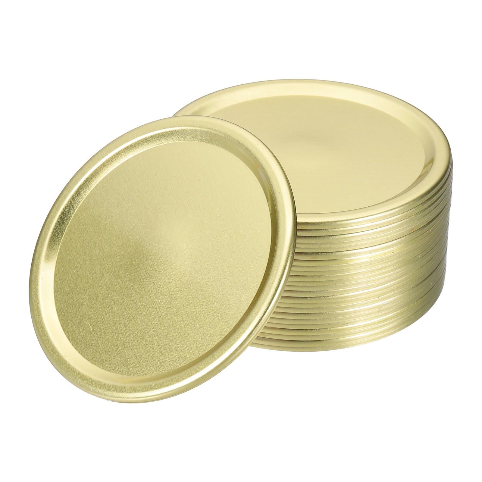sourcing map 24pcs Mason Jar Lids 86mm Tinplate Split-Type Leak-proof Metal Canning Jar Lids for Storage Bottle Home Canning and Food Storage, Gold