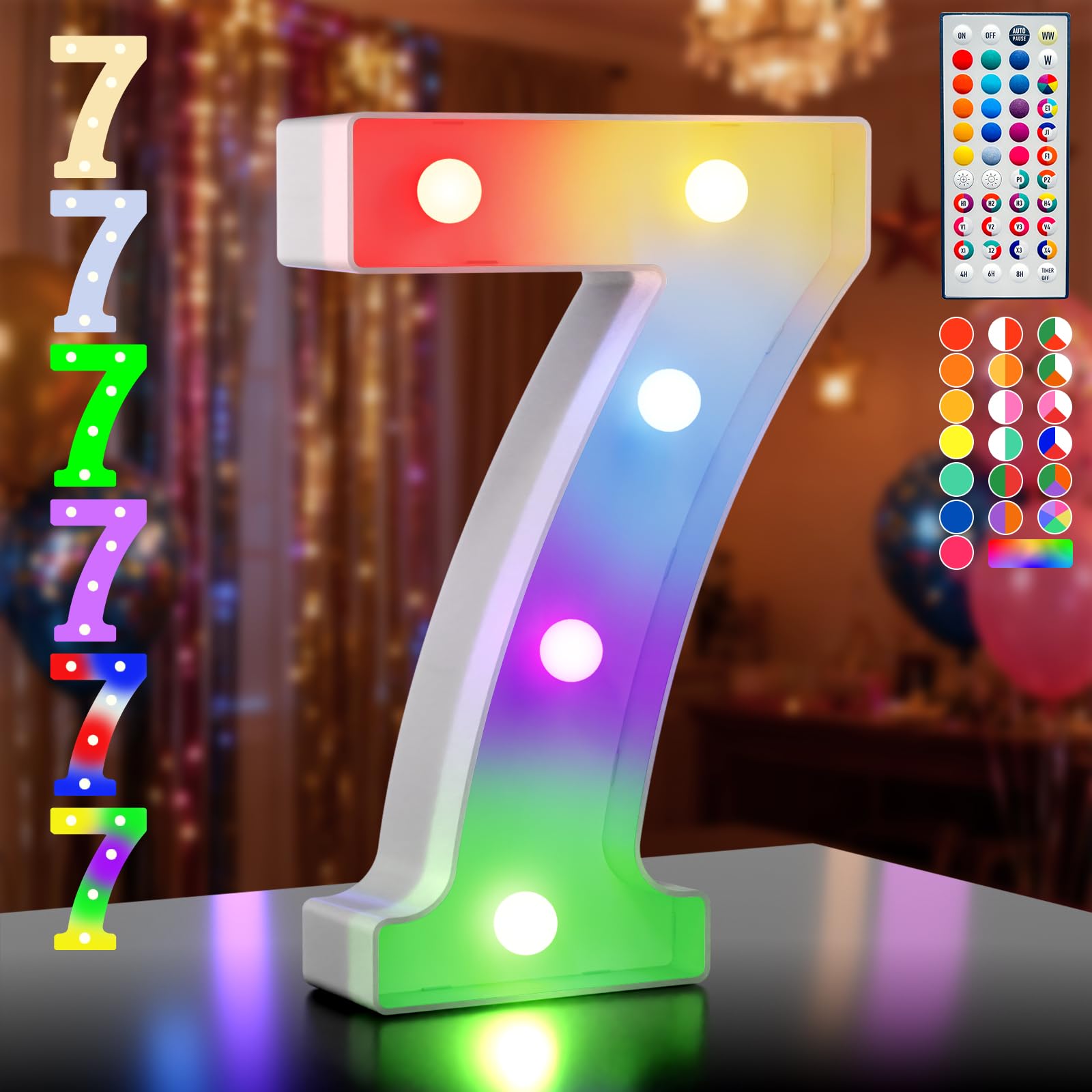 Ledido 35 Color Changing Light up Number - LED Light Up Marquee Numbers Sign for Birthday Decoration Gifts, LED Number Lights for Wedding Anniversary Grad Home Bedroom Party Decor,Number 7 â image 1