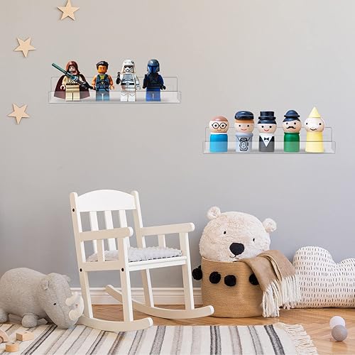 Miniatura 6 de Blulu Paquete de 8 estantes flotantes de acrílico de 14 pulgadas montado en la pared, estante acrílico invisible para sala de estar, oficina,