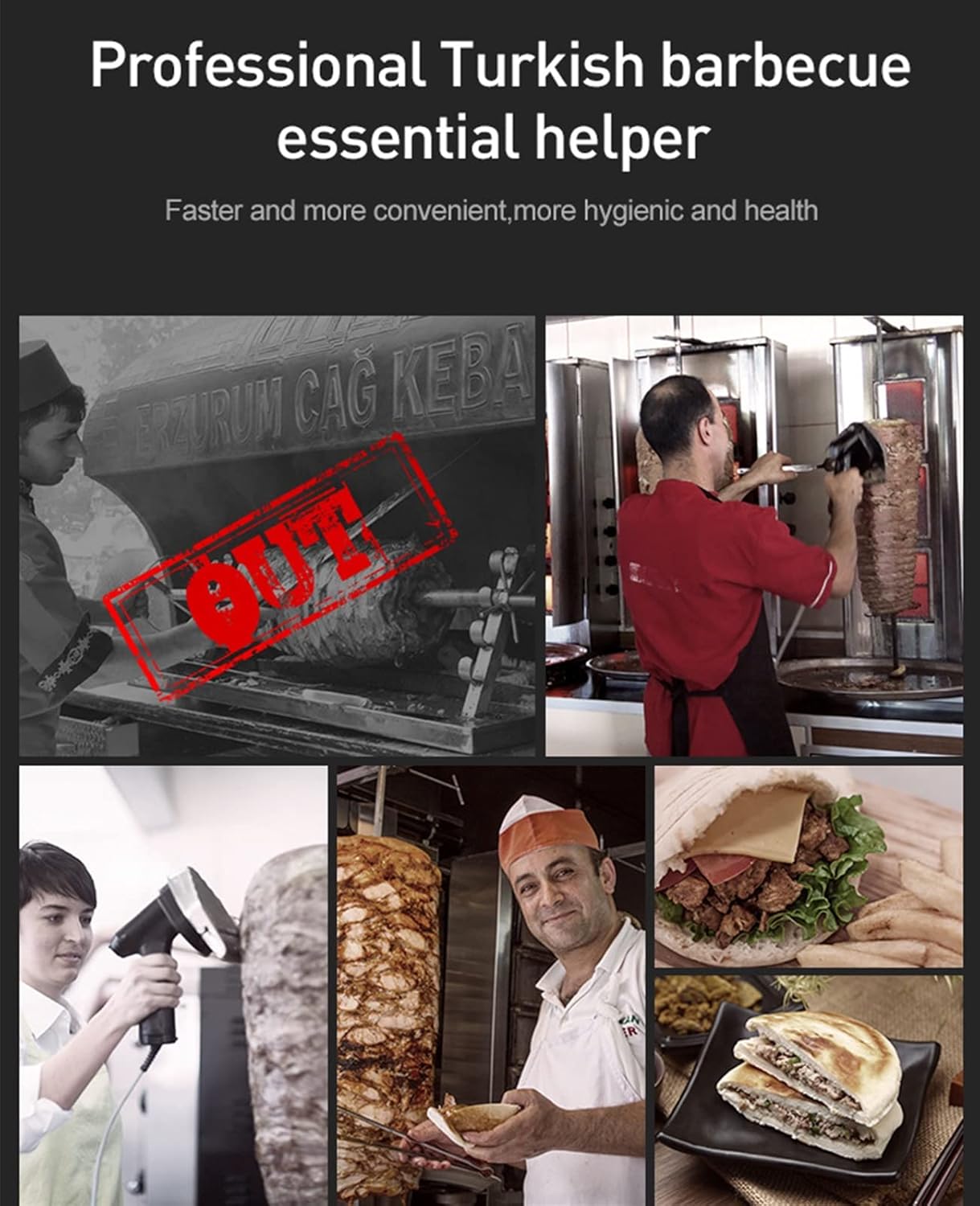 Machine, 80w, Silent, 1-8mm Adjustable Thickness, Gyro Knife Electric, with 100mm Diameter, Knife Kebab Knife Electric Shawarma Electric Knife Gyro Slicer