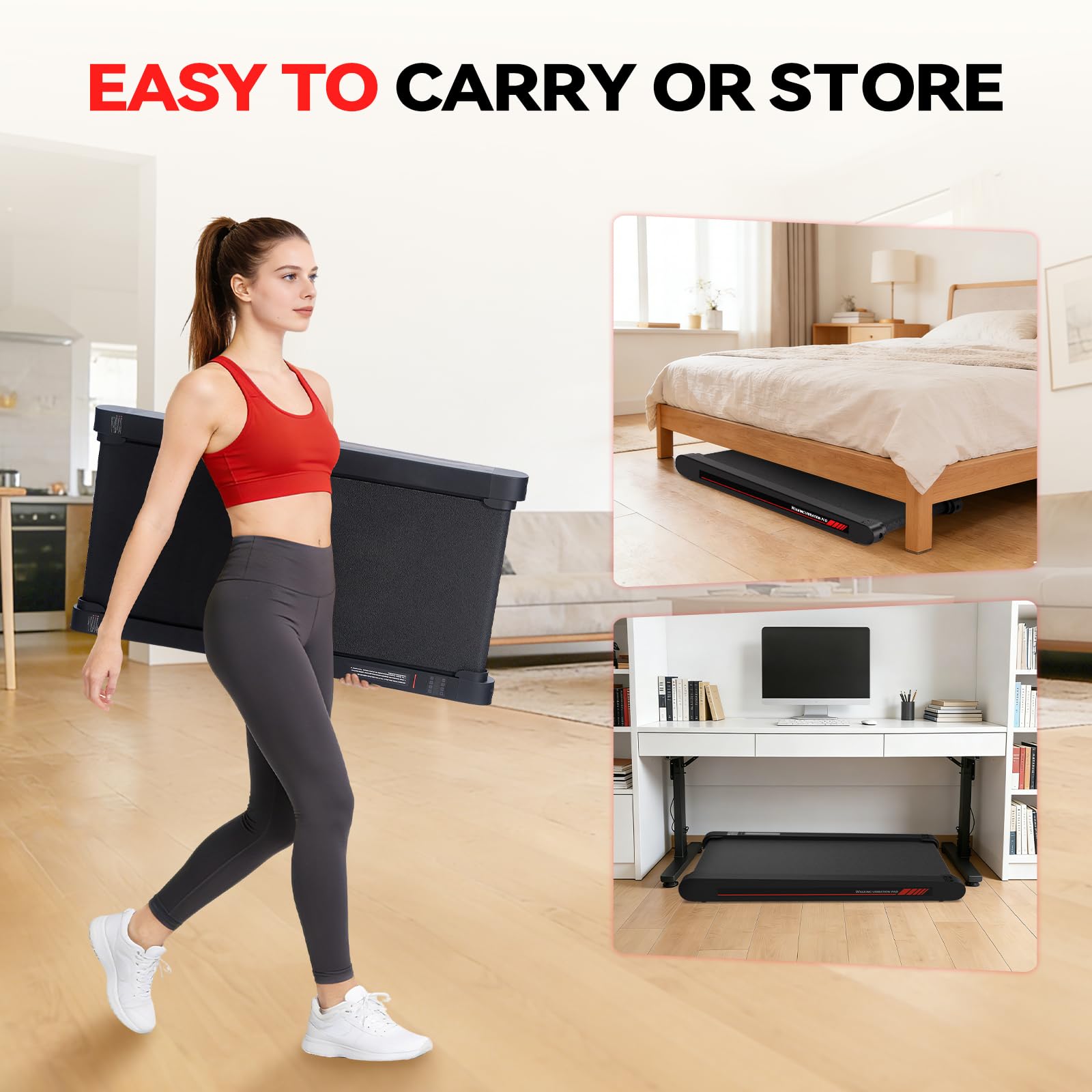 Freepi Walking Pad,Under Desk Vibration Treadmill,3 in 1 Vibration Plate Exercise Machine,Portable Treadmill for Home — view 6
