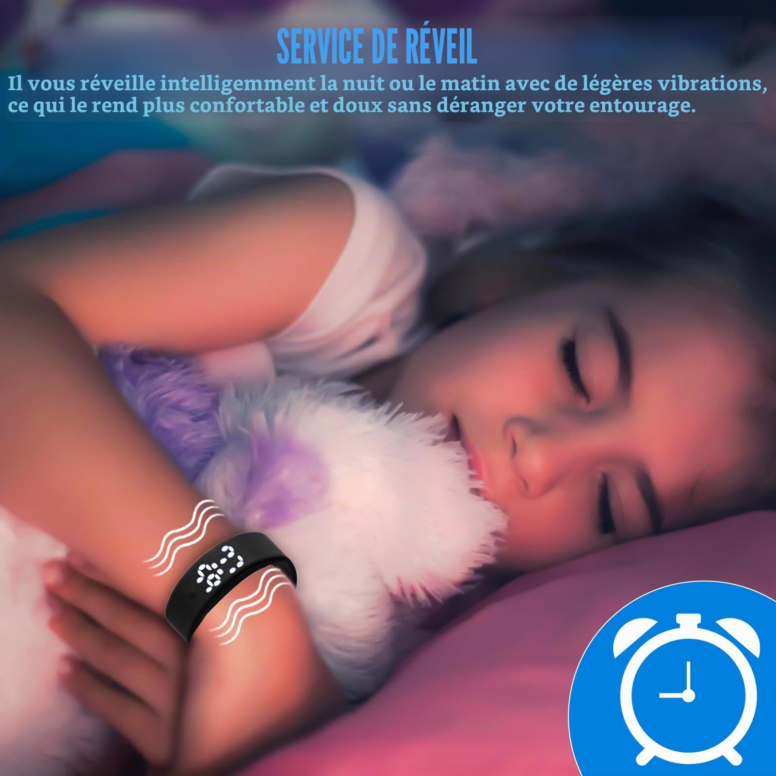 Kioylmo Bracelet Réveil Vibrant Intelligent avec Moniteur de Sommeil et Podomètre, Alarmes Kioylmo Bracelet Réveil Vibrant Intelligent avec Moniteur de Sommeil et Podomètre, Alarmes