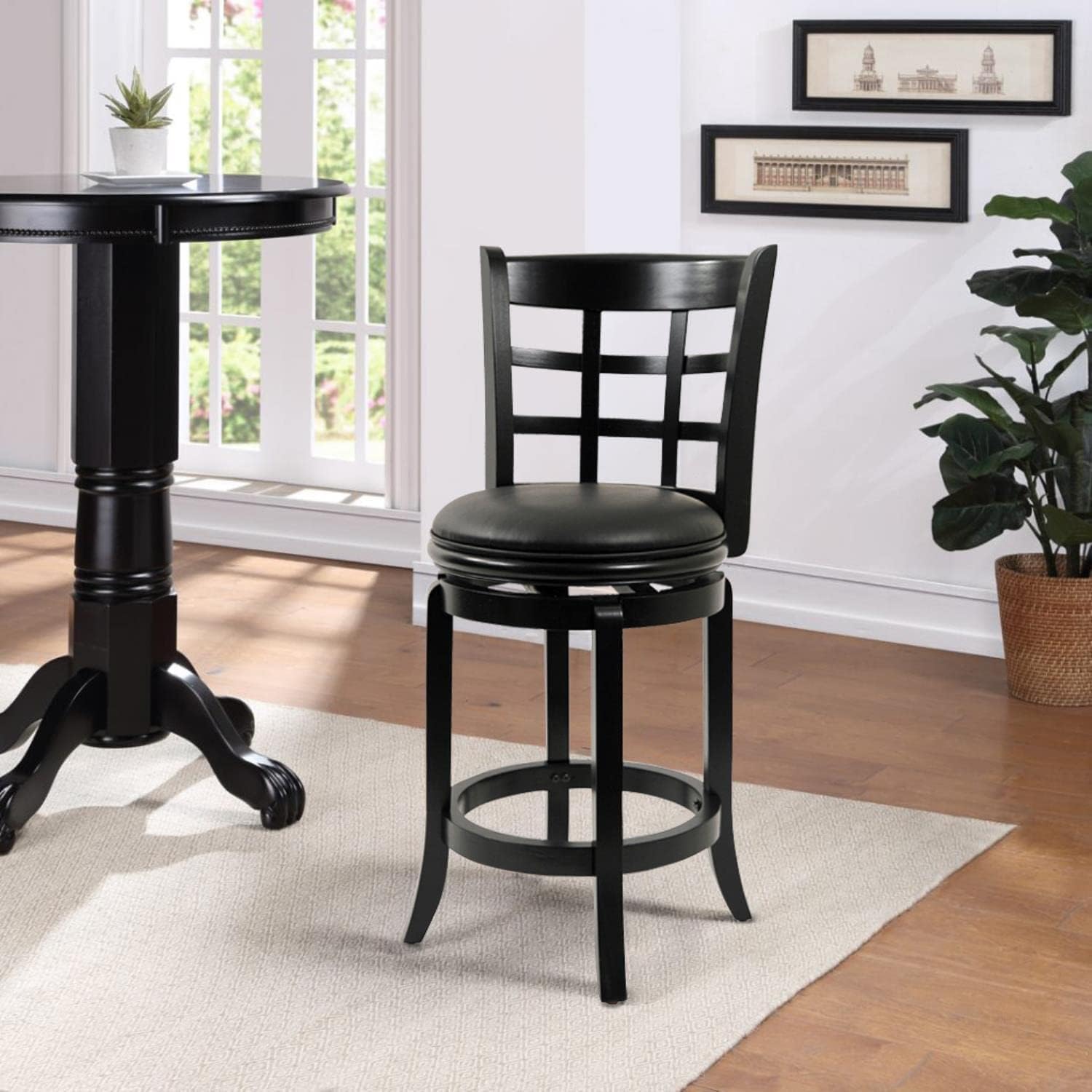 Boraam Kyoto Counter Height Swivel Stool, 24-Inch, Black