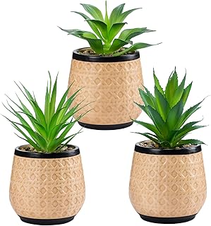 Joyvio Artificial Succulent Plants Potted, Small Fake Succulents in Ceramic Pots, Fake Plants Home Office Room Decor (3)