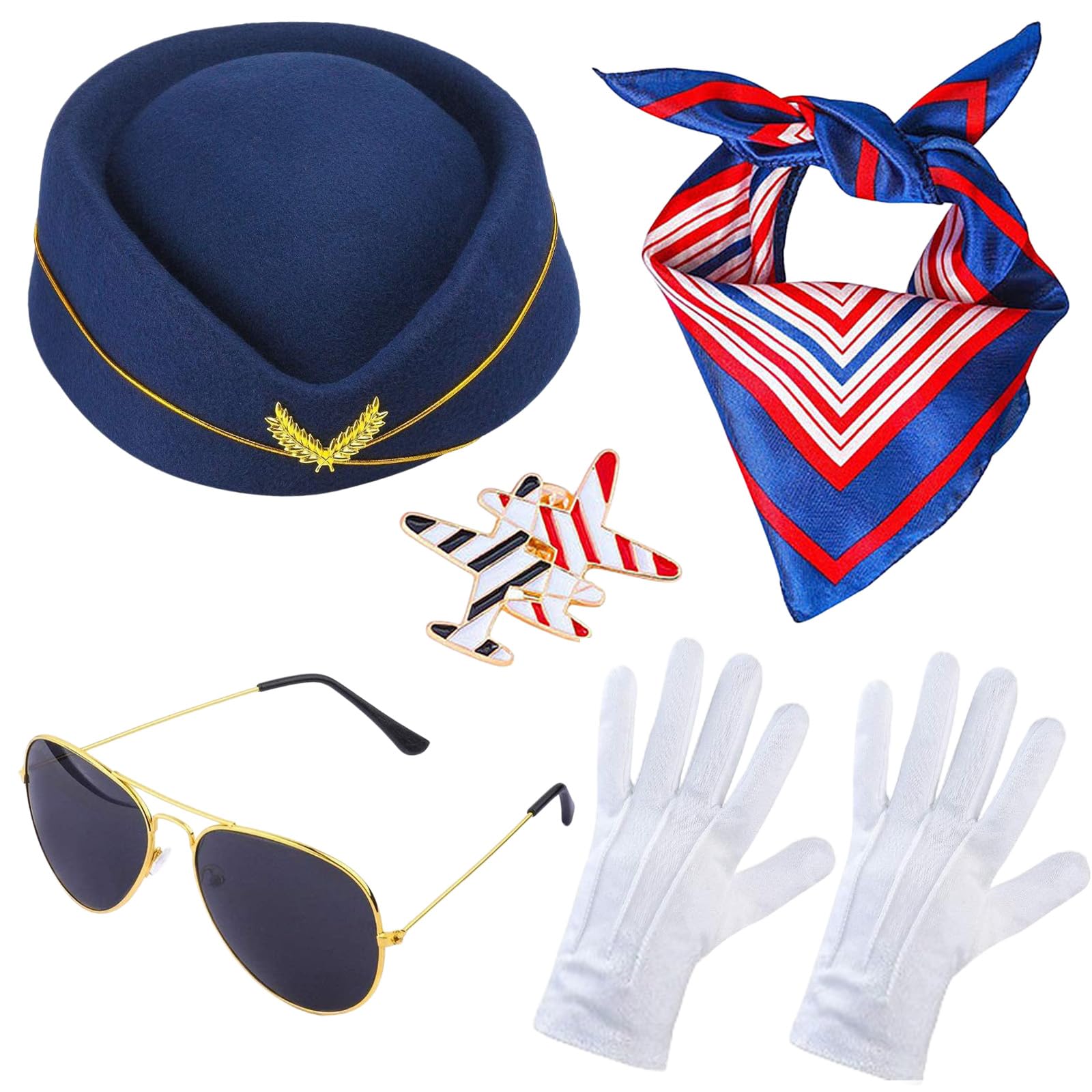 MUNSKT Navy Blue Professional Flight Attendant Costume