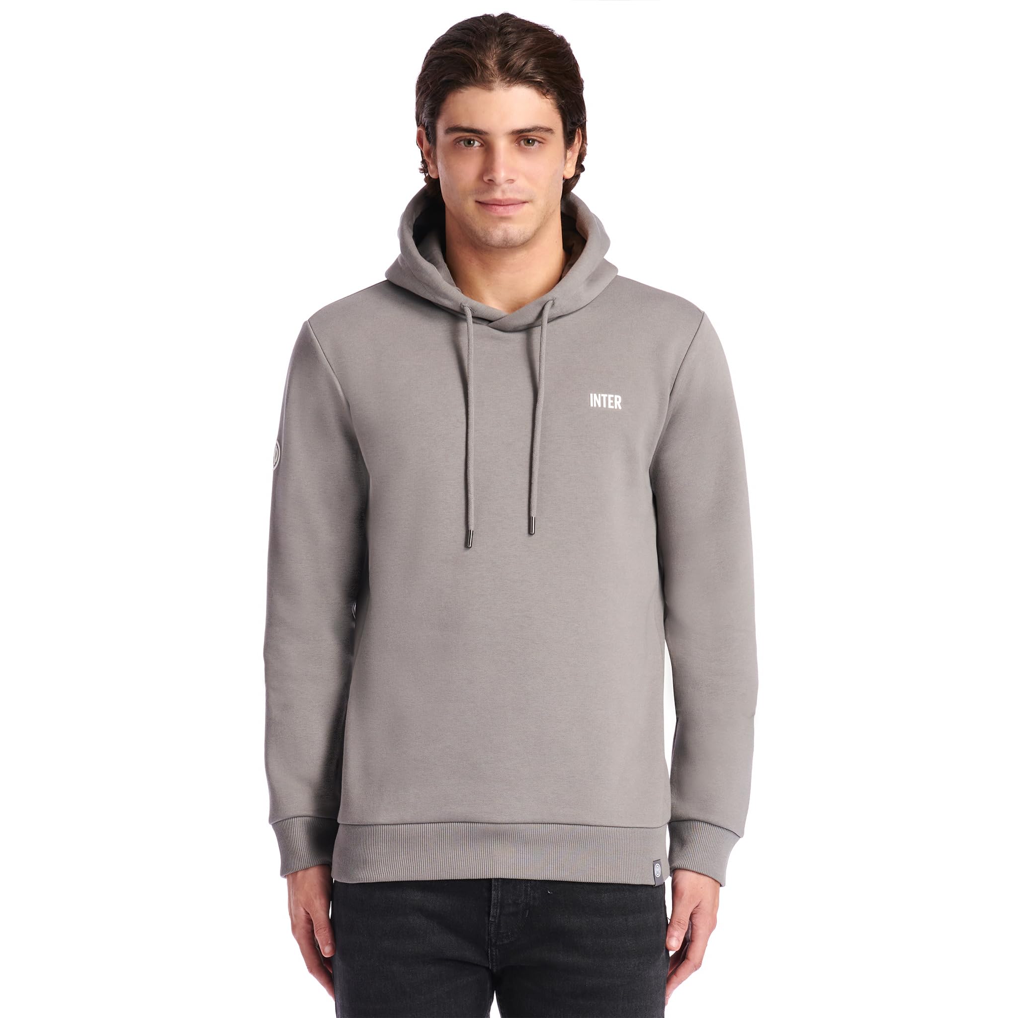 Inter Unisex Adult Hooded Sweatshirt, Official Product, Everyday Collection, 100% Cotton, Suitable For All Nerazzurri Fans Grey