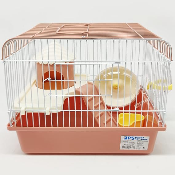 BPS BPS-1381 Mini Hamster Cage Feeding Bowl Drinking Trough Wheels Random Color