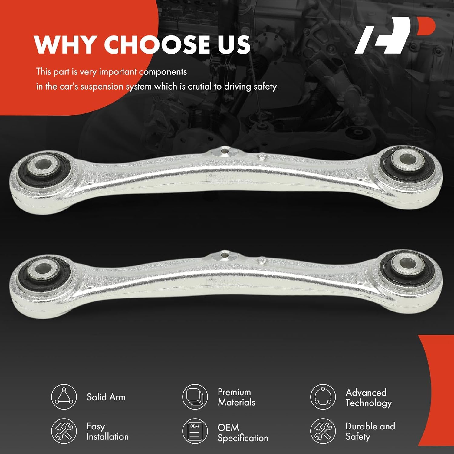 A-Premium 2 x Rear Rearward Upper Lateral Arms, with Bushing, Compatible with Tesla Model S 2012-2017, Model X 2016-2024