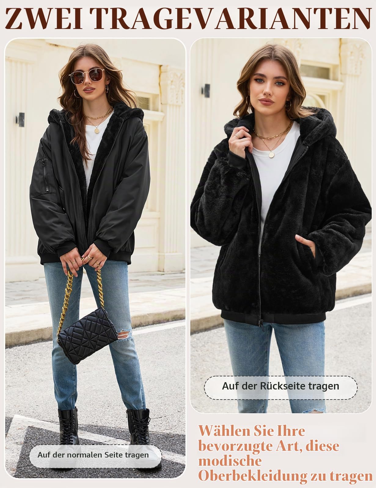Tuopuda Damen Wintermäntel Winddichter Winterjacke Warm Fleece Gefütterte Kurzmantel Winter Kurz Mantel Kapuzenjacke Puffer Jacke mit Kapuze Reißverschluss Übergangsjacke