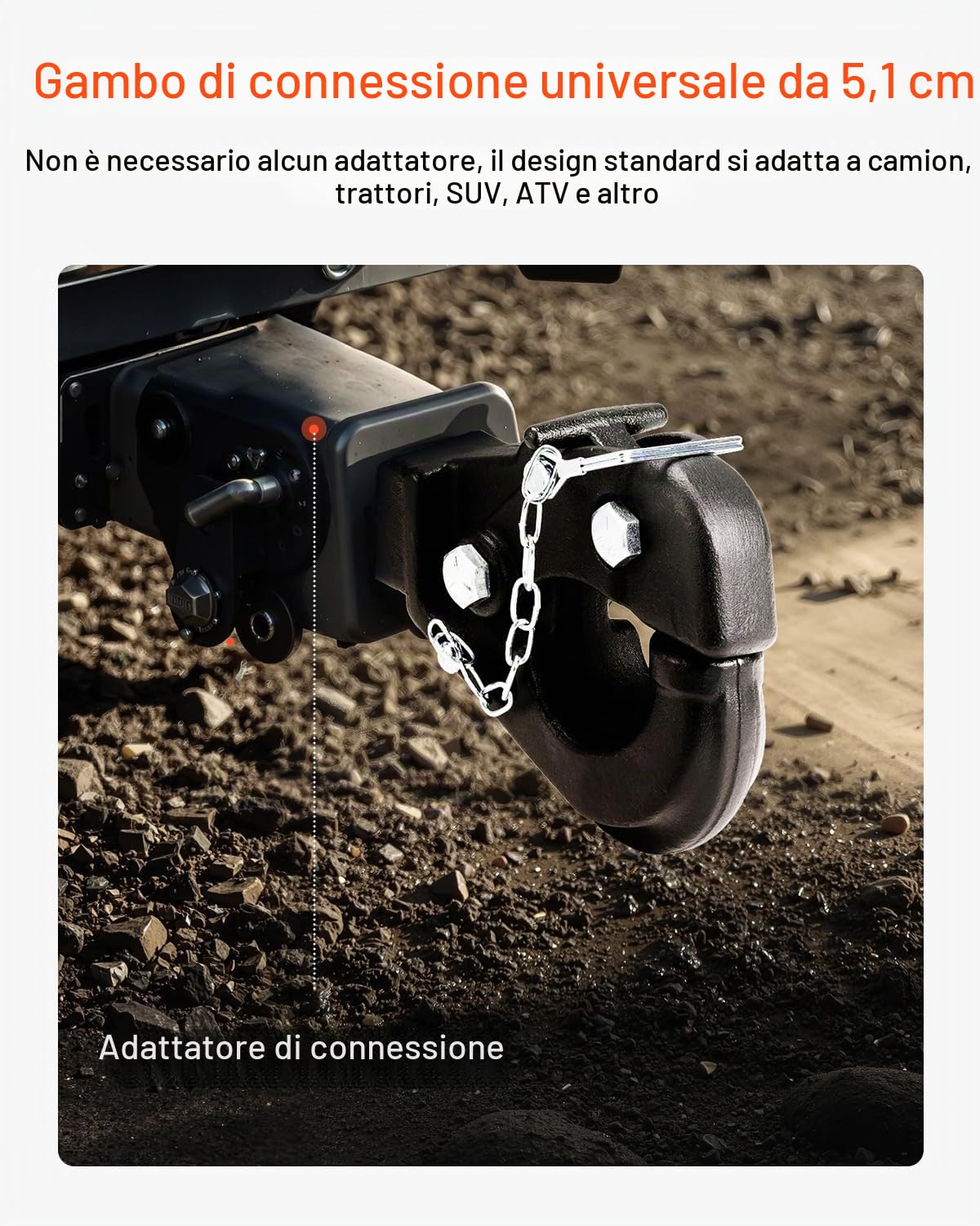VEVOR Gancio a Perno, 9070 kg, Ricevitore a Perno per Gancio di Traino, Ricevitore, per Anello a Lunetta 6,35-7,62 cm, Adesivi Fosforescenti, Verniciatura a Polvere, Nero 370 x 80 x 150 mm