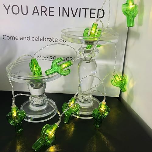 Miniatura 7 de Sezrgiu Guirnalda de luces de cactus, 10 pies9.8 ft, 20 luces LED enchufables, luces de hadas blancas cálidas para Navidad, boda, fiesta, decoración