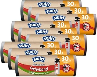9x Swirl 30l Fixierband Müllbeutel extra-lang, 9er Pack (9 x 10 Beutel) - 30 Liter - 30 L - 30L