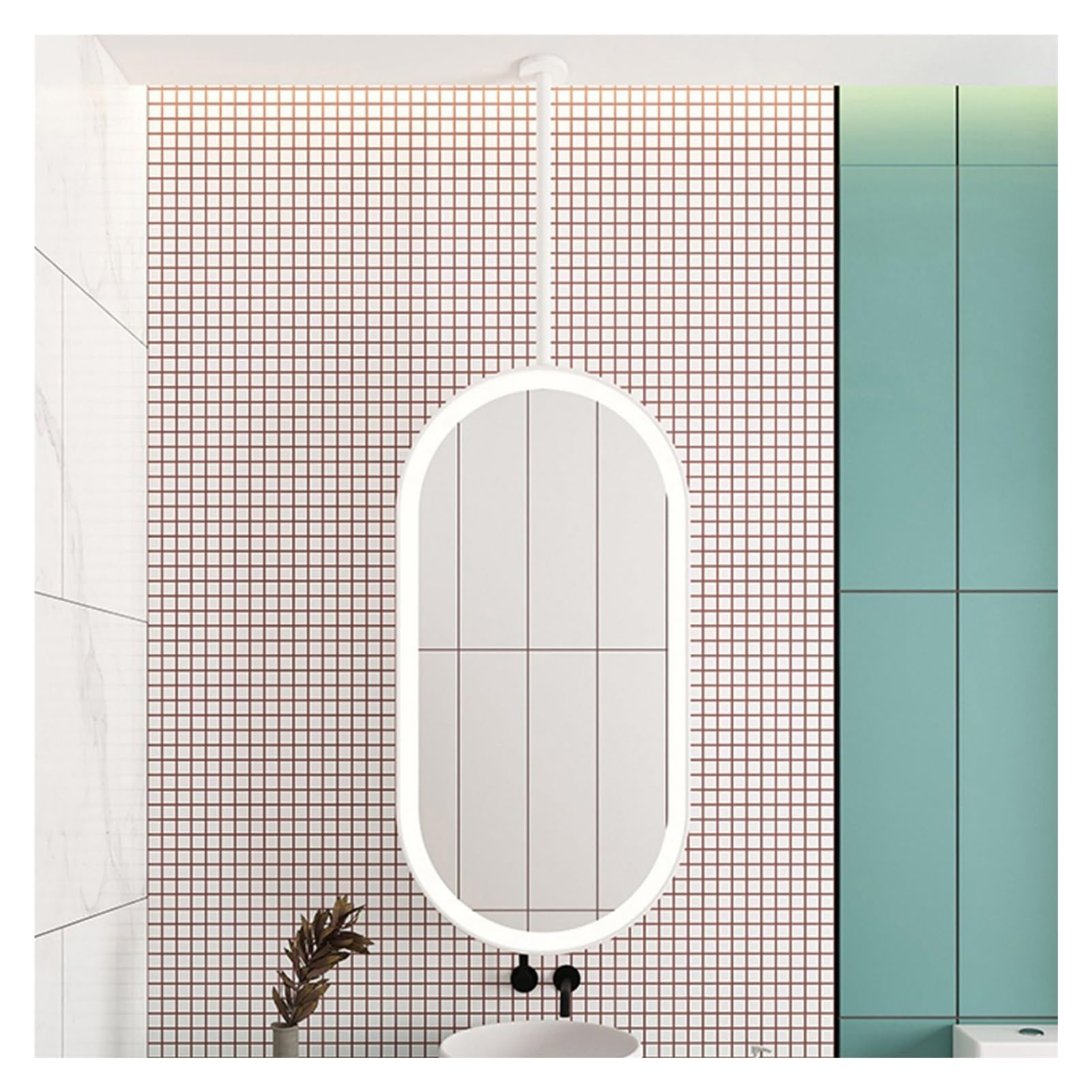 ITOSUI Luminescence Ceiling Hanging Mirror,Wall Mirror Oval Decorative Mirror,Adjustable Brightness,for Entrance Cloakroom and Home (Boom Can be Customized)(B,40x80cm)