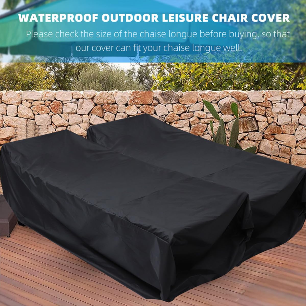 2pezzi Copertura per Lettino Prendisole in Poliestere Oxford per Mobili Esterni Protezione Antipolvere e Antiumidità per Patio e Balcone Resistente e Traspirante