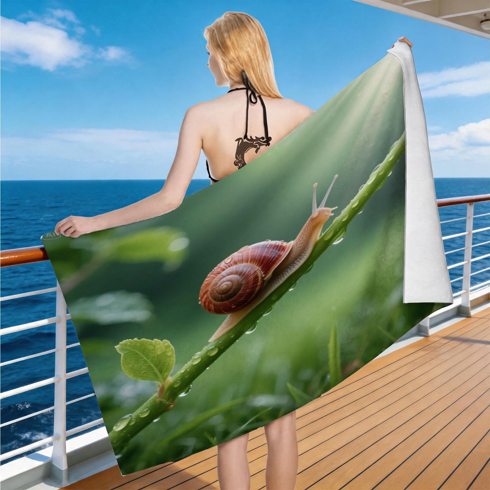 Hongduo Microfiber Quick Dry Beach Towel Snail, 3D Animal Beach Towels Absorbent Fast Drying Bath Towels, Travel Camping Gym Swimming Bathroom (100x200cm)