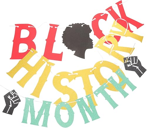 Miniatura 7 de EXCEART 5 Sets Decoración de Fiesta Bhm Vale la pena Festival Fondo Negro Historia Mes Photo Booth Happy Juneteenth Day Decoración Afroamericana