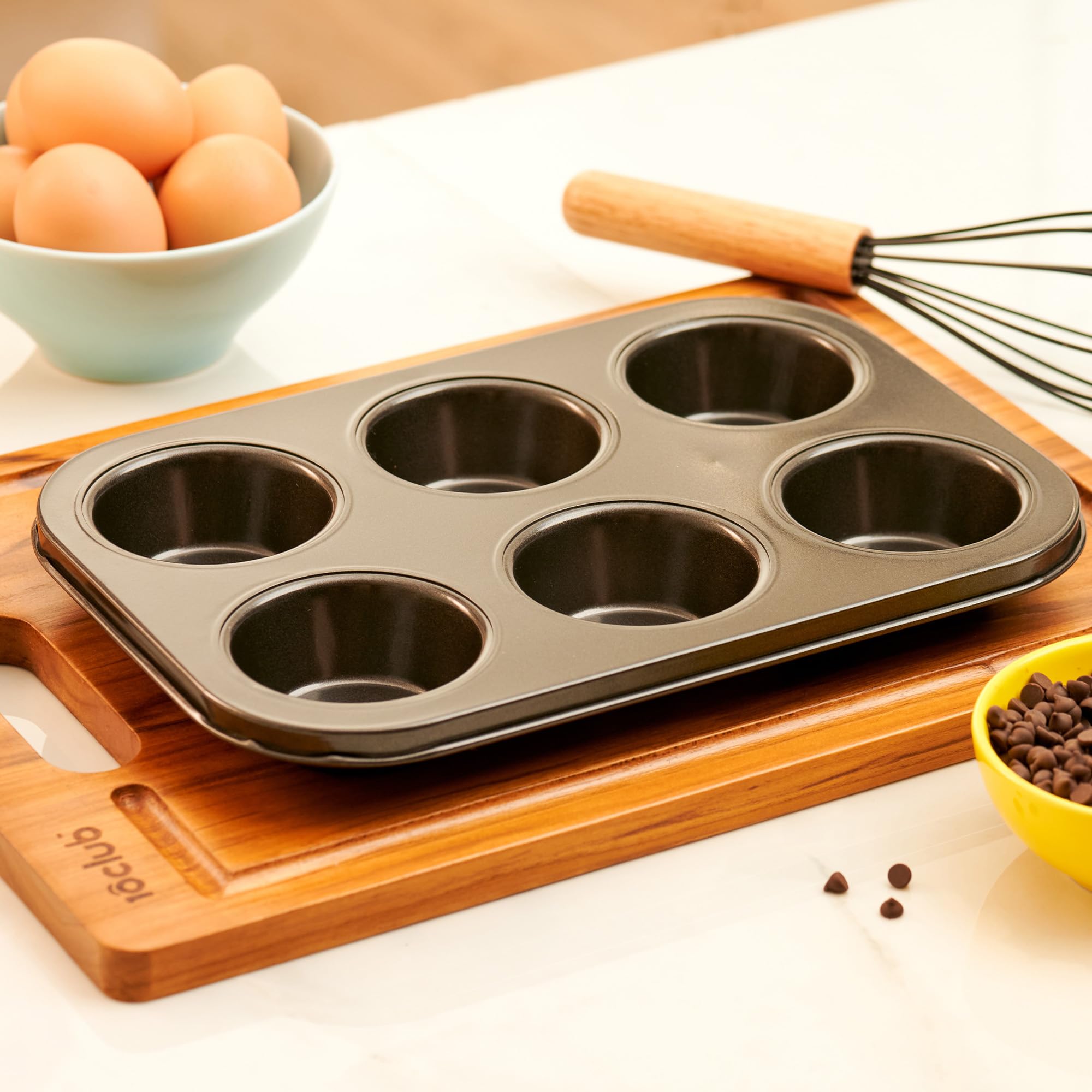 10Club 6-Compartment Cupcake Tray for Baking | Non-Stick Muffin Tray | Heat Resistant, Oven Safe Cupcake Mould | BPA and PFOA Free Cupcake Mould | 10inch | Black | Muffin Mould for Baking (B0D95PKJML) Amazon Price History, Amazon Price Tracker