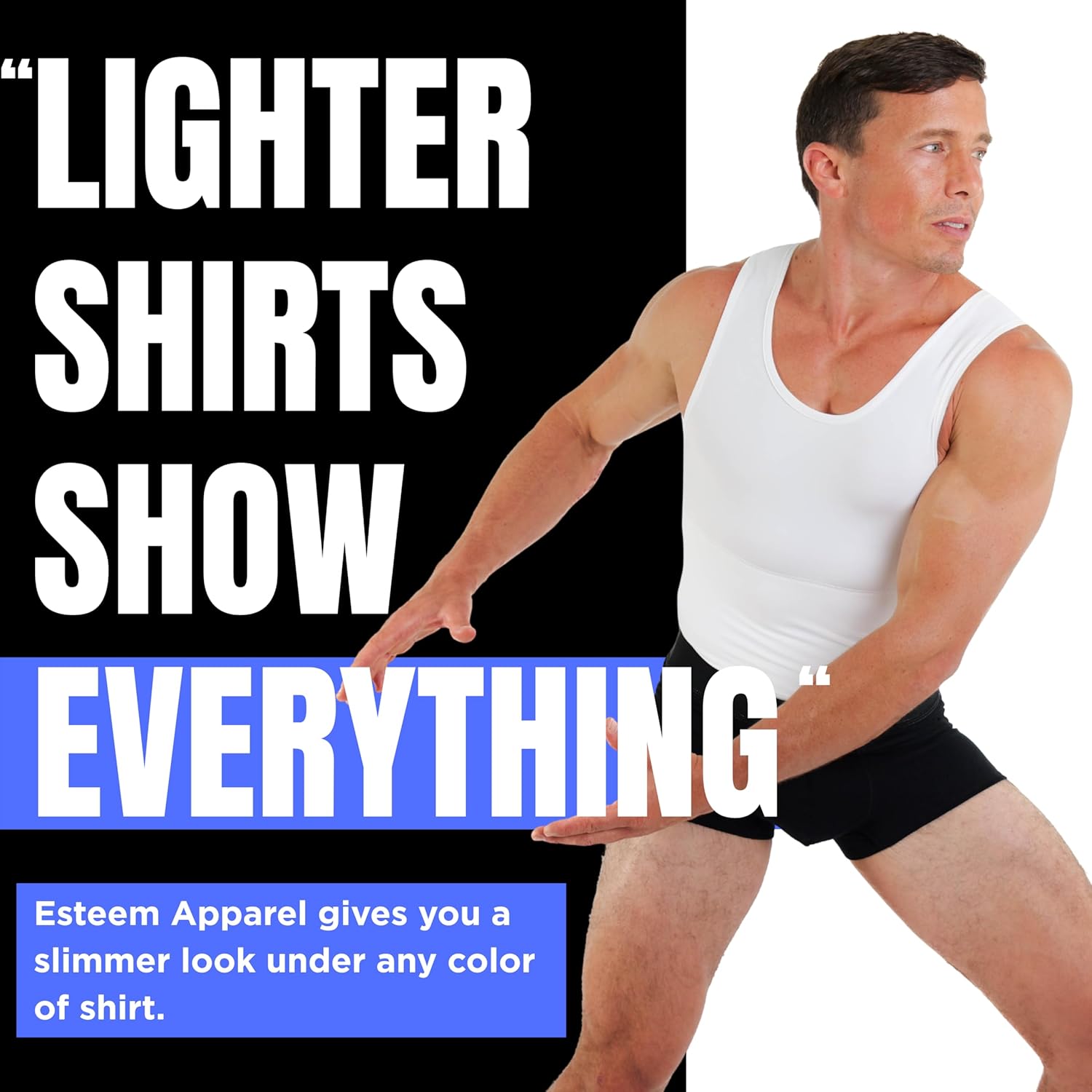 Esteem Apparel Max Mens Compression Shirt for Chest and Body Shaper Belly Slimming Shapewear Undershirt Tank Top for Men - Image 4