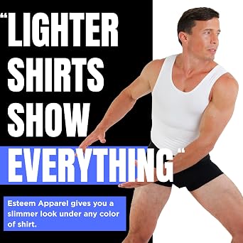 Esteem Apparel Max Mens Compression Shirt for Chest and Body Shaper Belly Slimming Shapewear Undershirt Tank Top for Men