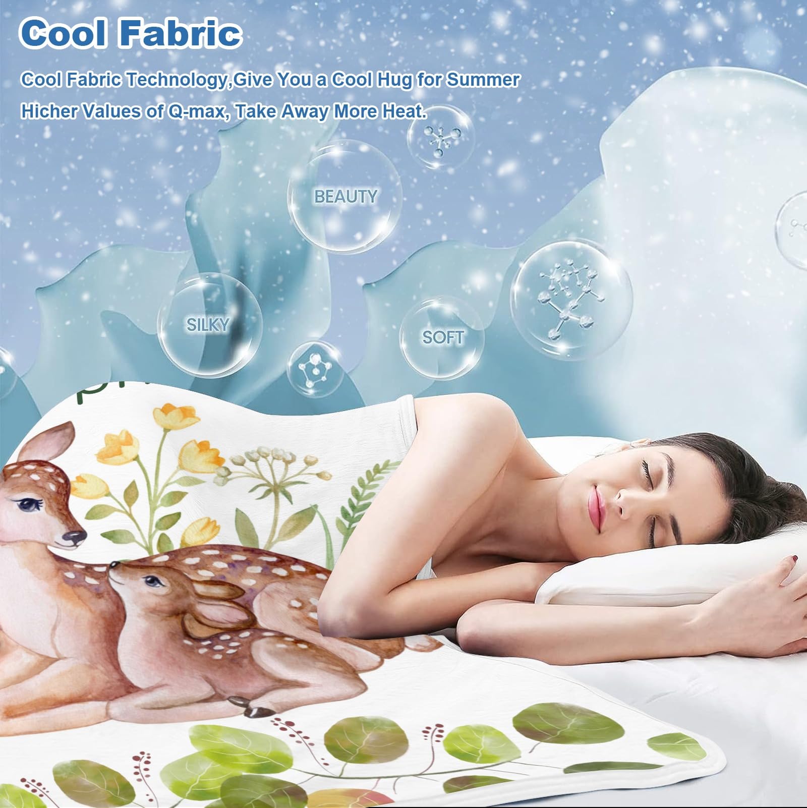 GoTussWO Custom Woodland Animals Foliage Green Weighted Blanket Cooling Laye, Keep Cooling All Night,30x40Inch