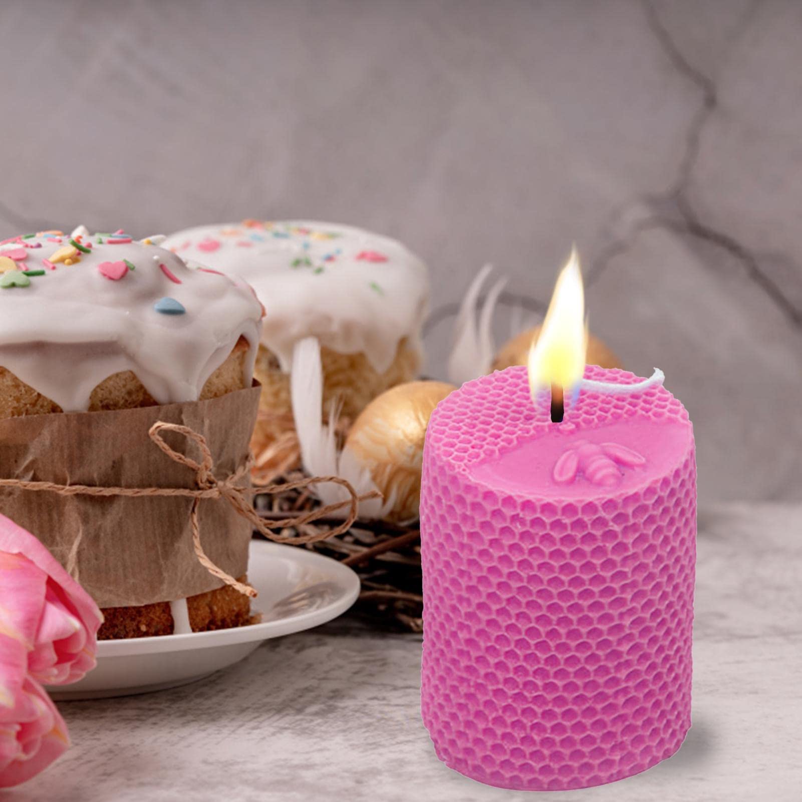 Abeille Nid D'Abeille Forme Silicone Fondant Savon Moule,Résine Argile Bougie Cuisson Tapis,Plats à Four Moules Décoration Gâteau Outil,Main Chocolat Pâtisserie Dessert Muffin Poêle,Cuisine