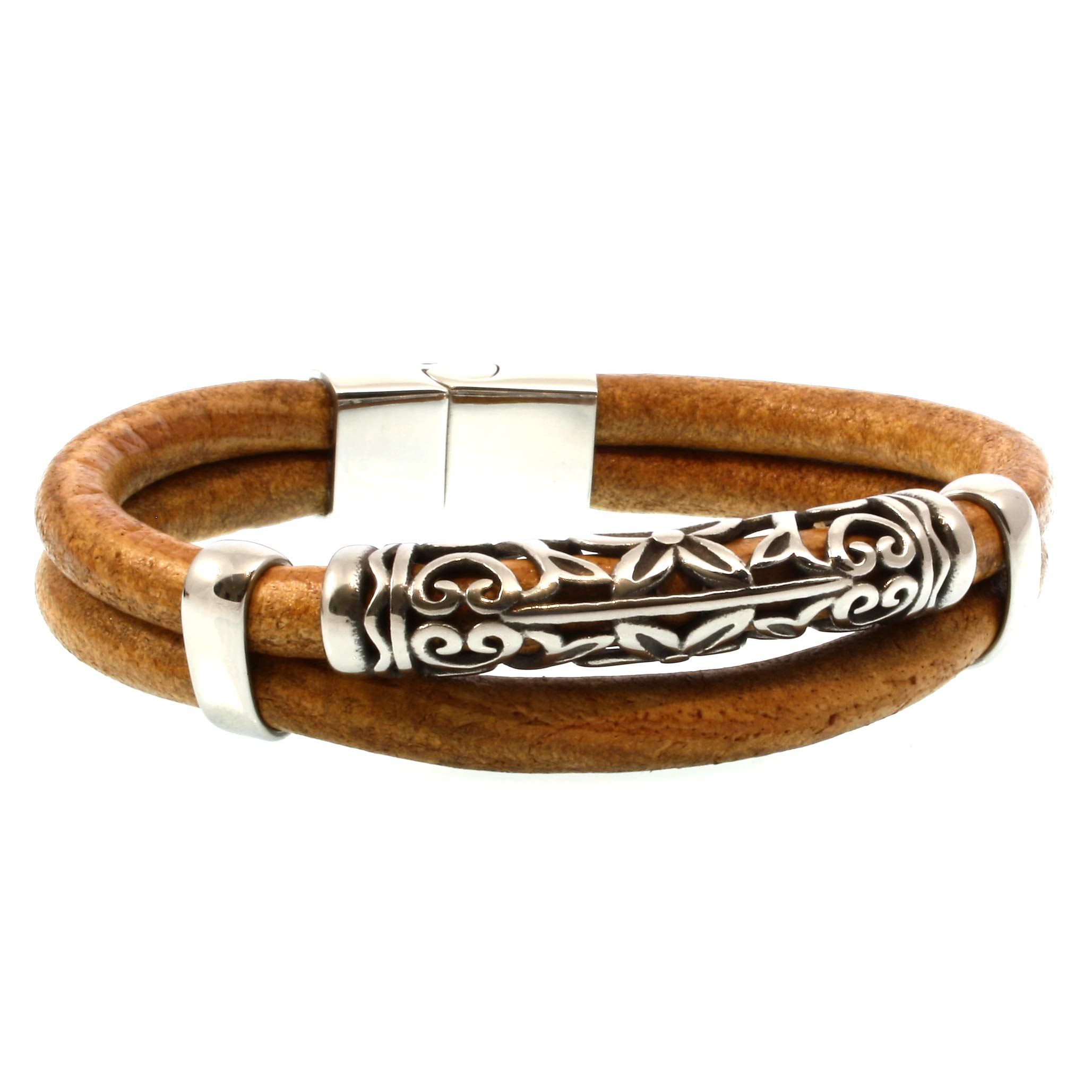 Echt Leder-Armband XO R Cognac Männer Herren