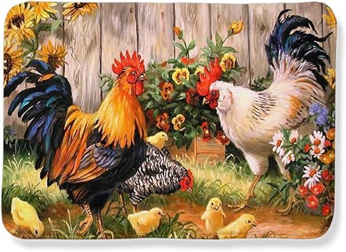 Miniatura 5 de ZHENGJC Alfombras de área grande de estilo rústico de pollo colorido antideslizante para dormitorio sala de estar cocina pasillos puertas tapetes de