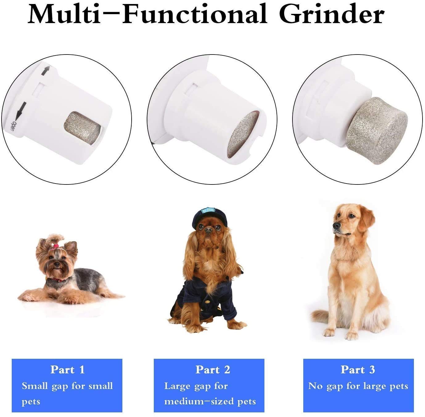 Molinillo de Clavo for Perros - Trimmer de uñas eléctrico eléctrico de 2 velocidades for Perros medianos Patas sin Dolor Recargable Tranquilo. Herramienta de Aseo y suavización