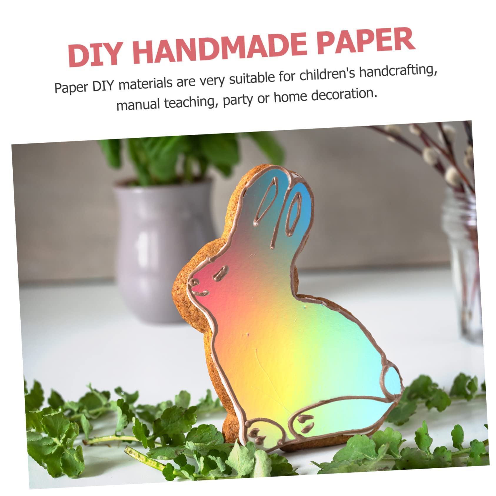 Tofficu 50 Hojas de Papel Decorativo Holográfico A4 para Manualidades Papel Plegable Fácil de Usar para Scrapbooking Adecuado para Niños