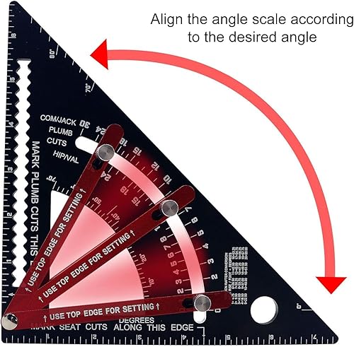 Miniatura 5 de RANNYY Regla triangular, regla ajustable, herramienta de diseño multifuncional de carpintería de aleación de aluminio movible