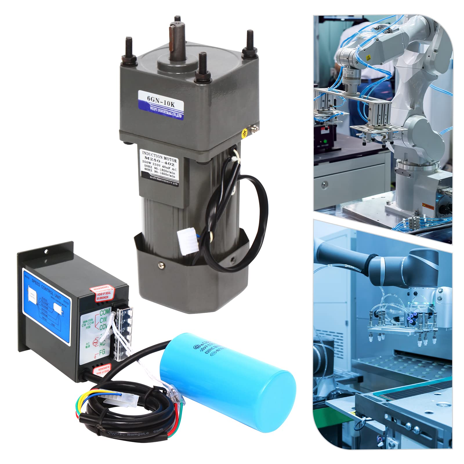 AC 220V Getriebemotor 250W Motor mit Getriebe 10K 1350/1650 RPM Getriebedrehzahlmotor