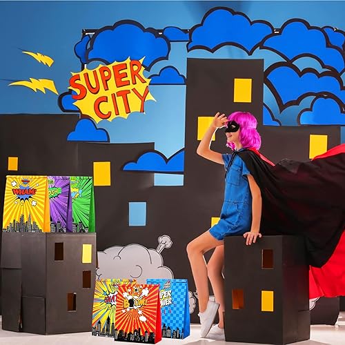 Miniatura 3 de Paquete de 24 bolsas de recuerdo de fiesta de héroe con calcomanías temáticas, bolsas de regalo de fiesta de héroe, bolsa de regalo con 6 tipos