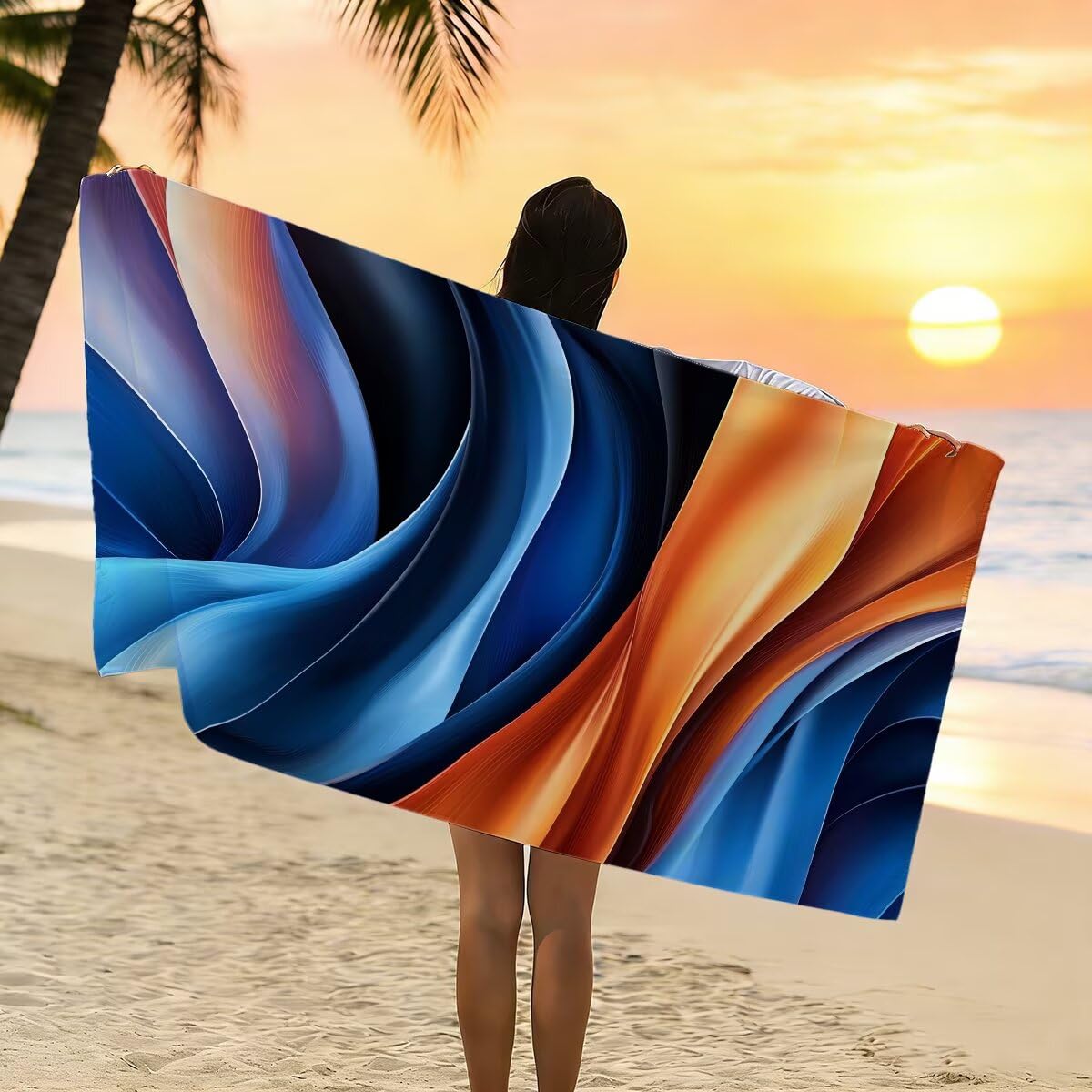 Ręcznik plażowy z mikrofibry, duży ręcznik kąpielowy 100 x 220 cm, zestaw 2 szt. szybkoschnących nowoczesnych prześcieradeł kąpielowych, odporne na piasek ręczniki plażowe z mikrofibry do podróży