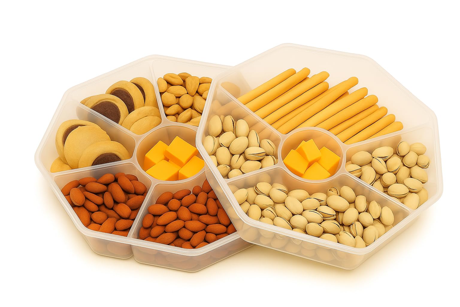 8-Section Nibbles Tray – Pack of 2 | Multi-Compartment Serving Platter for Snacks, Party Food & Appetisers | Reusable Compartments for Home, Events & Entertaining