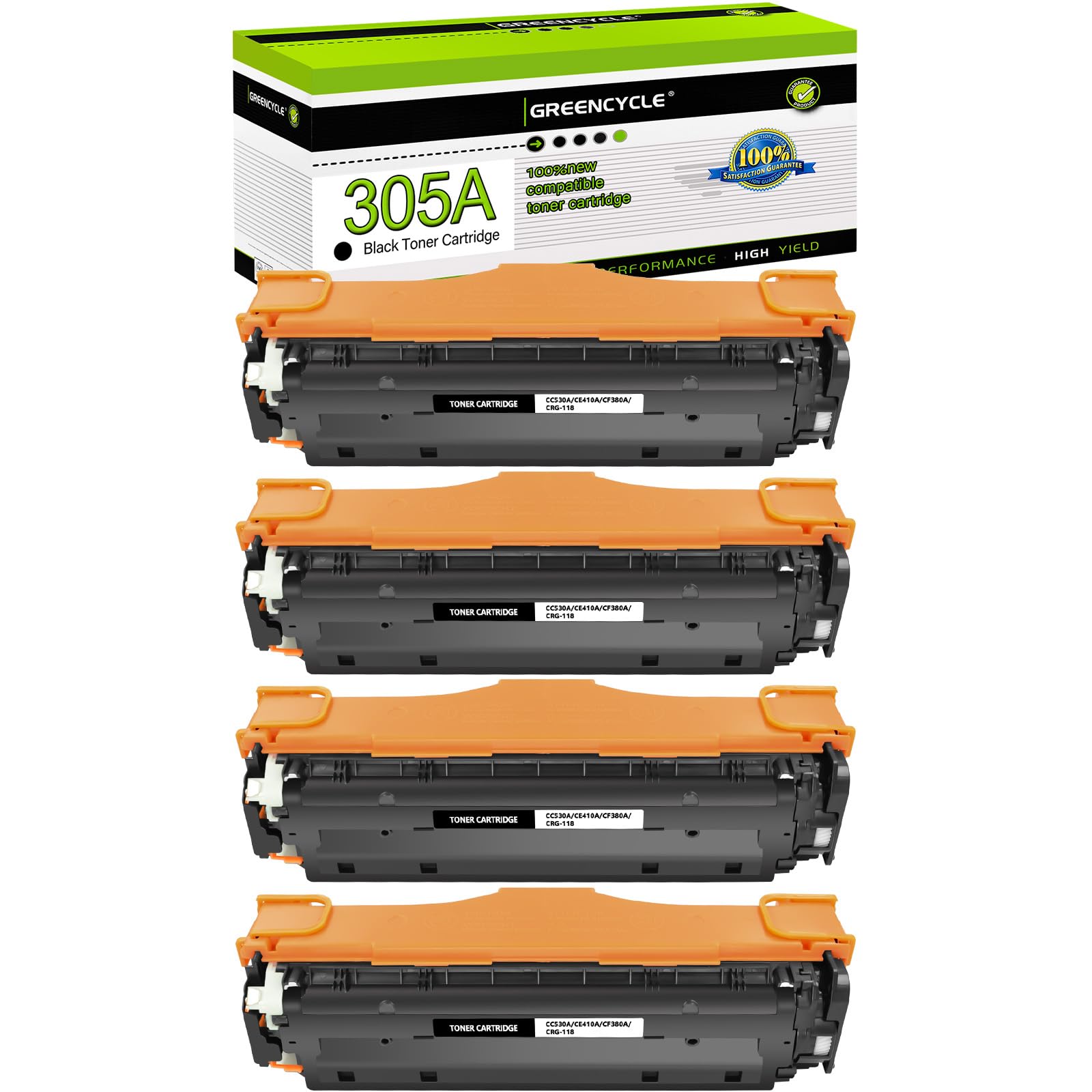 greencycle 305A Black Compatible Toner Cartridge Replacement for HP 305A CE410A Toner Works on Laser Jet Pro 400 Color M451nw M451dw M451dn MFP M475dn