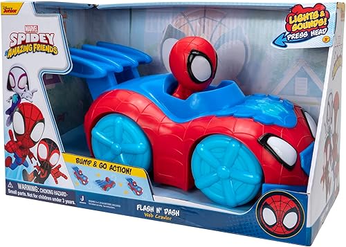 Miniatura 7 de Marvel 'S Spidey and HIS Amazing Friends Flash 'N' Dash Web Crawler - Vehículo rastreador web motorizado con luces y sonidos - Juguetes con tus