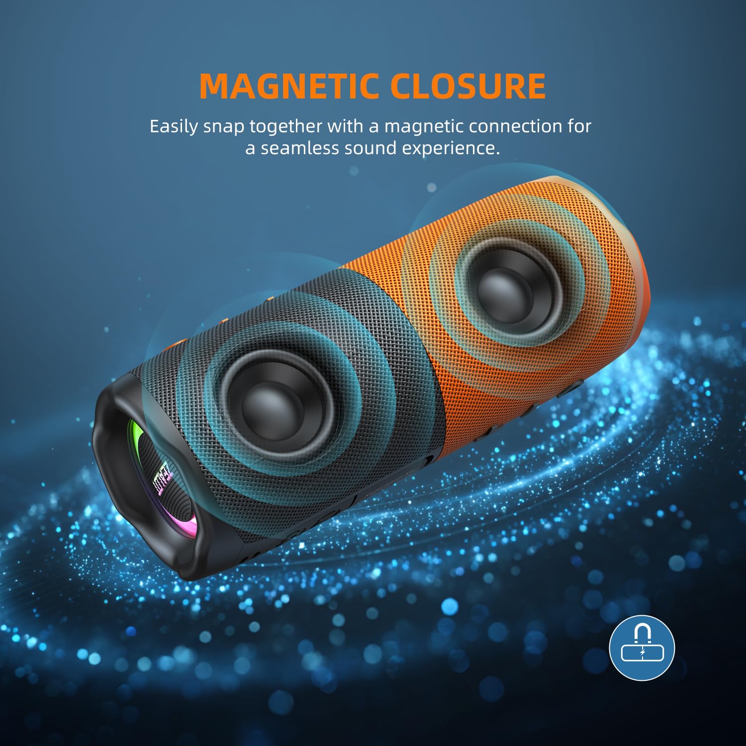 Zealot Altoparlante Bluetooth 2 in 1 con divisione magnetica, potenza 20 W (10 W per altoparlante), altoparlante wireless split impermeabile Bluetooth 5.3, 12 ore di riproduzione, vero accoppiamento