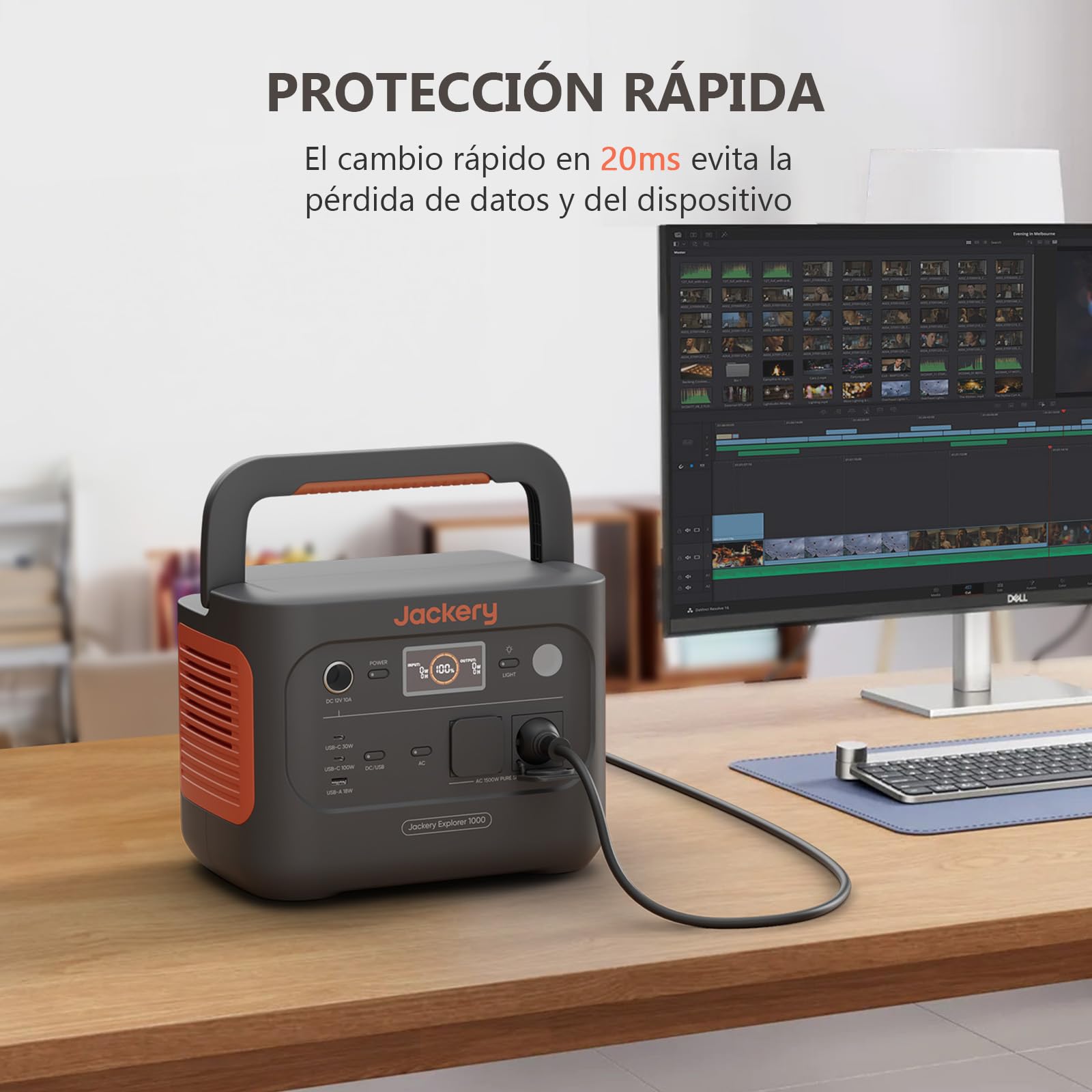 Generador Eléctrico Portátil Jackery Explorer 1000 v2 con 200W Panel Solar, 1070Wh Batería LFP, 1500W AC/100W USB-C Salida, Carga Completa Rápida 1H vía APP para Exteriores, Autocaravanas, Emergencias