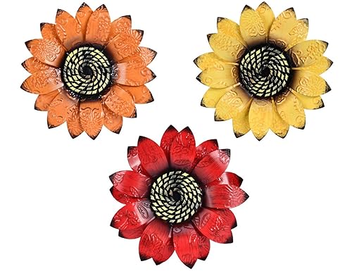 YEAHOME Sunflower Wall Decor - 9 inch Metal Flower Wall