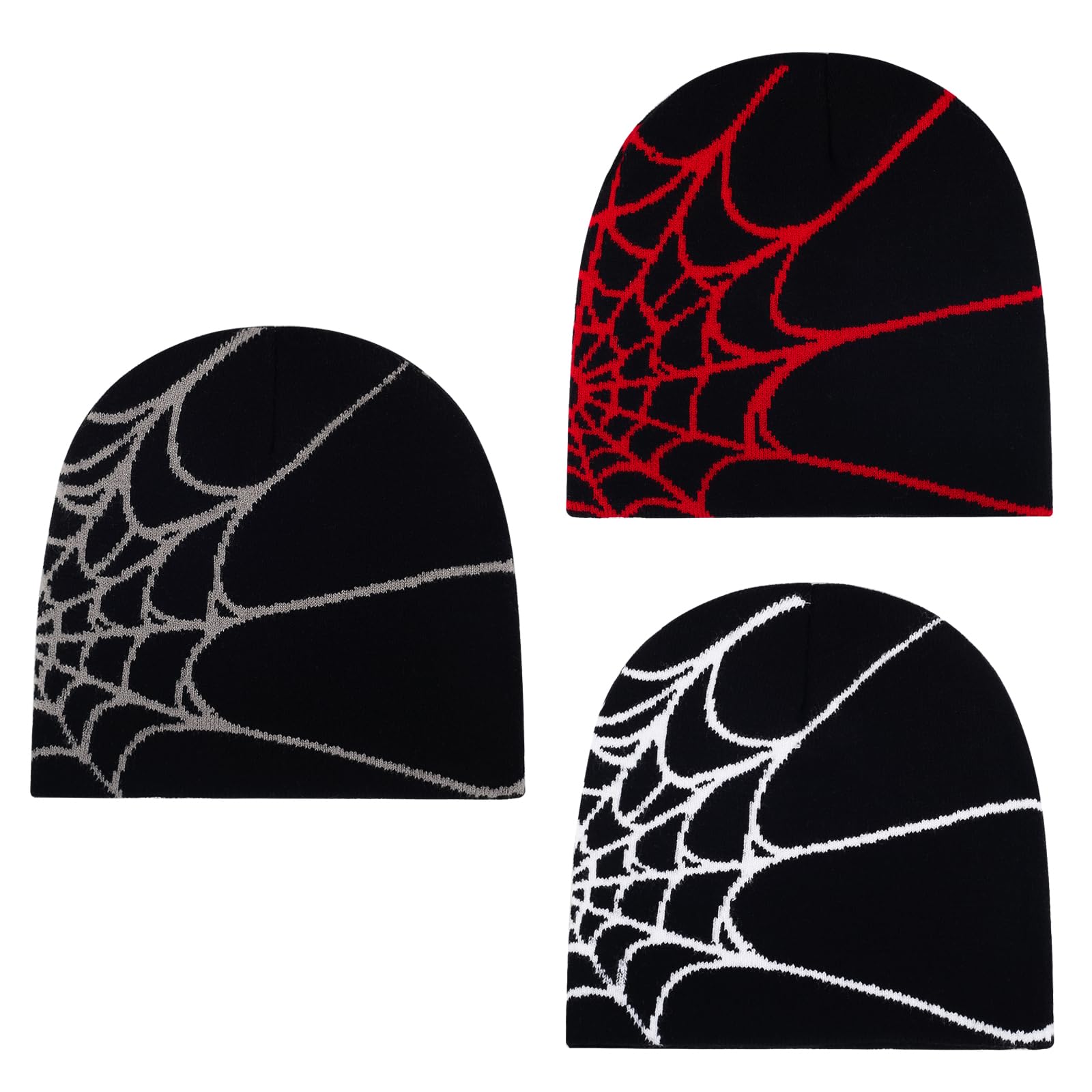 Geyanuo Y2k Beanie Hat Unisex Winter Warm Beanie for Women Mens Knitted Skull Spider Letter Slouchy Warm Hat