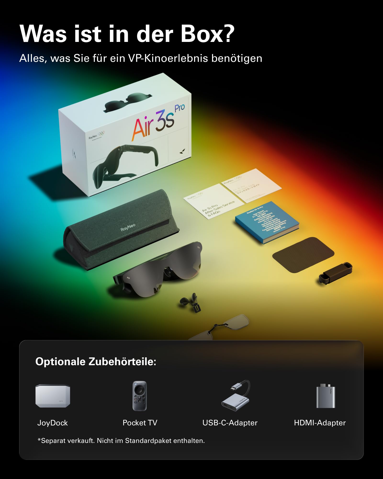 [Neu] RayNeo Air 3s Pro AR/XR-Brille - 201'' 1200 Nits 120Hz HueView 2.0 Videodisplay, Smarte Gaming-Brille für iPhone 17,16,15/Android/Mac 2/PS5/SteamDeck - Next-Gen Persönliches Kino