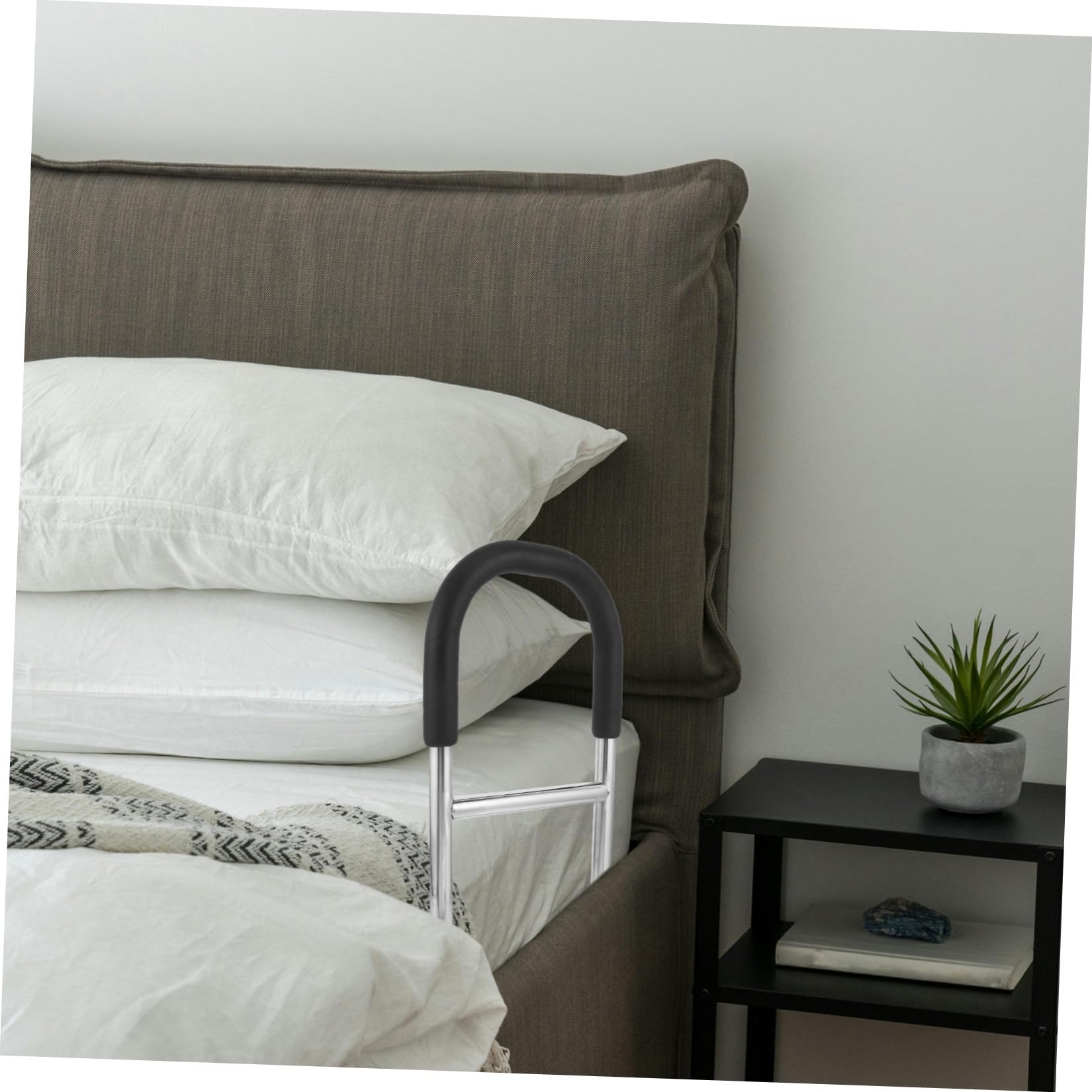 Kisangel Barandilla de Cama de Seguridad 44x30x3cm para Personas Mayores, Barandilla de Noche Extraíble, Acero Inoxidable y Esponja Ayuda para Levantarse Cama para Cuidado Hogar