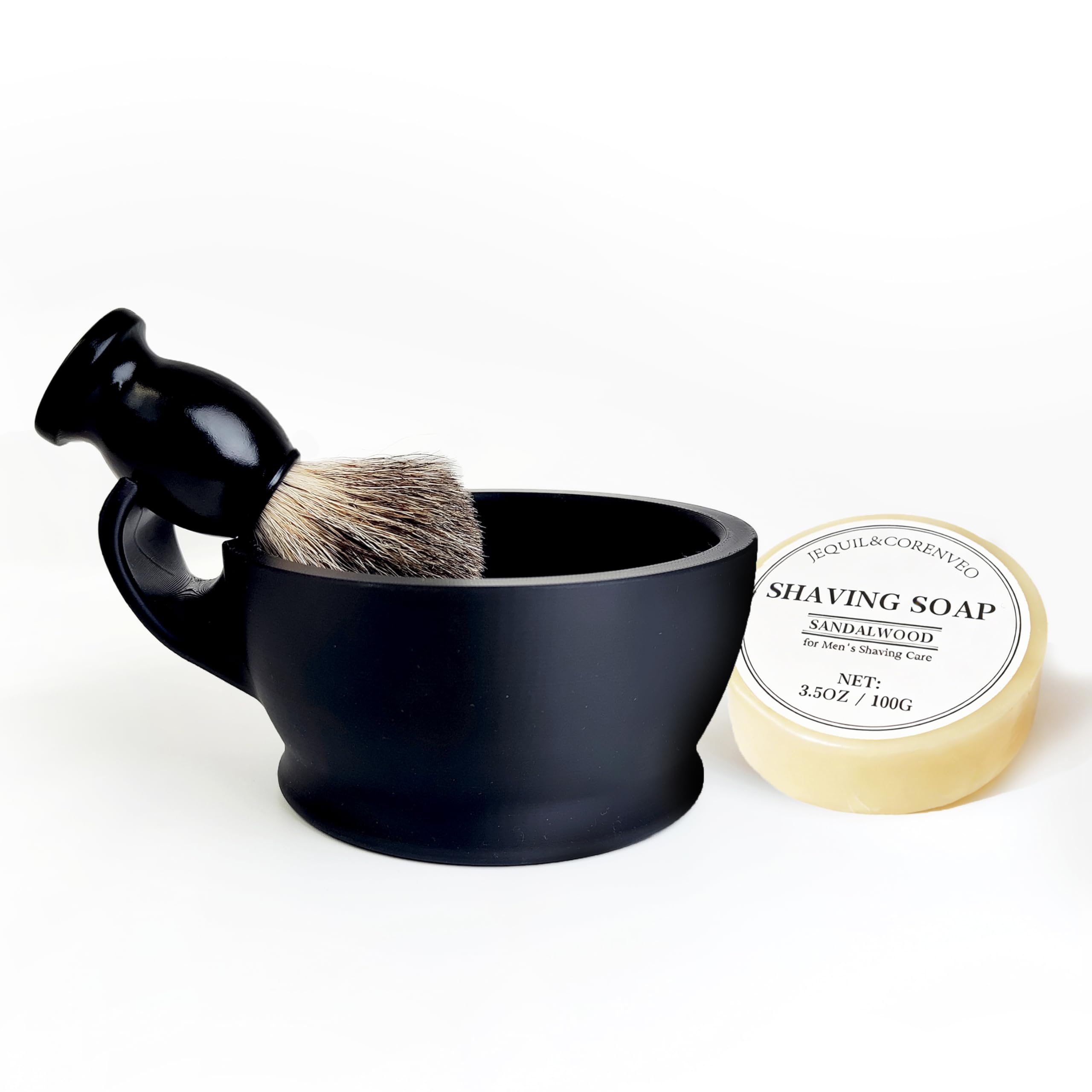 Shaving Brush Set for Men, 3pcs Shaving Brush Kit Includes Pure Badger Hair Shaving Brush, Shaving Bowl and Soap (Purebadger)