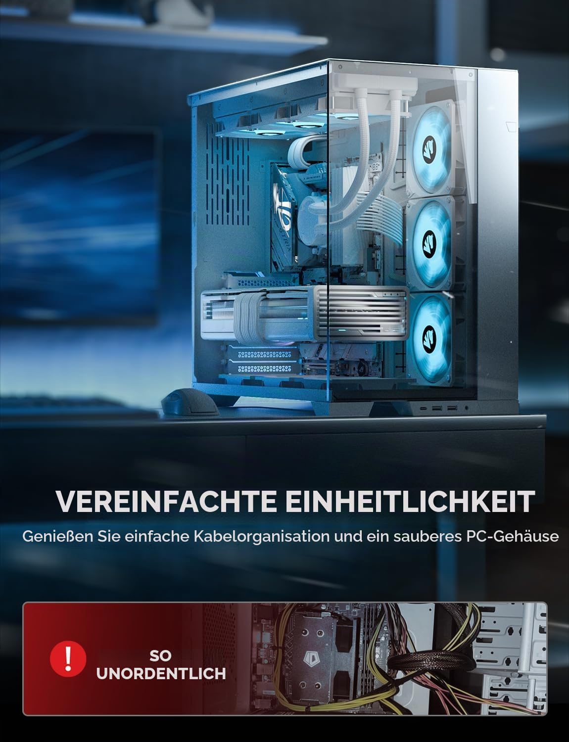 AsiaHorse Aktualisierung 16AWG PC-Netzteil Verlängerungskabel, Sleeved Cable Kit für PC/GPU/CPU, PSU Kabelverlängerung, Extensions Kabel mit Kabelkämmen,24PIN/(6+2) PIN/(4+4) PIN, 30CM, Snow Weiß