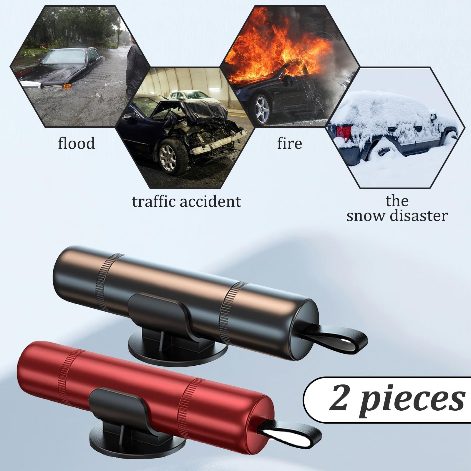 Taglia Cinture E Rompivetro Di Emergenza 2 In 1 – Set Da 4 Pezzi, Con Lama In Acciaio E Molla Ad Alta Pressione, Per Auto E Autobus