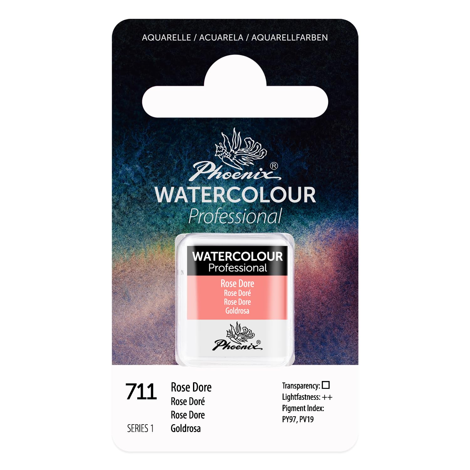 PHOENIX Professional Watercolor Paint - Single Watercolor Half Pan - Rose Dore 711